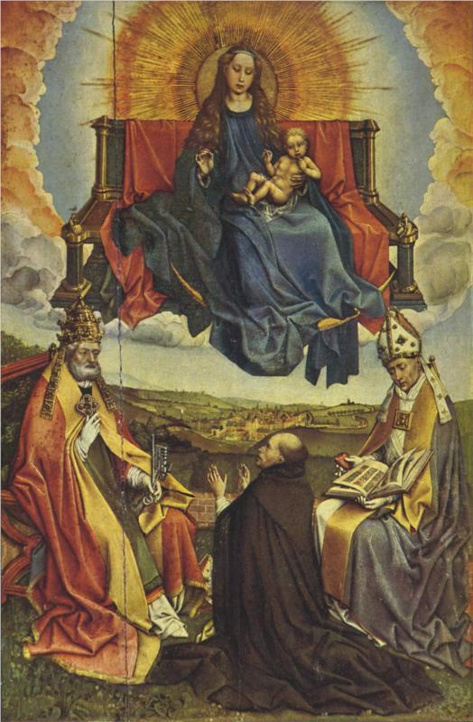 Holy Virgin in Glory, vintage artwork by Robert Campin, A3 (16x12") Poster Print