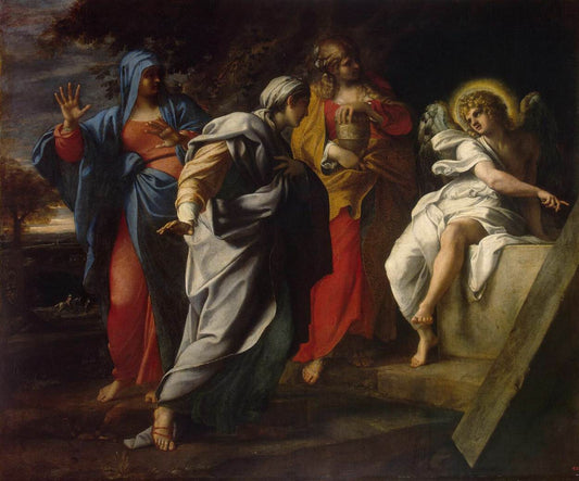 Holy Women at the Tomb of Christ, vintage artwork by Annibale Carracci, A3 (16x12") Poster Print