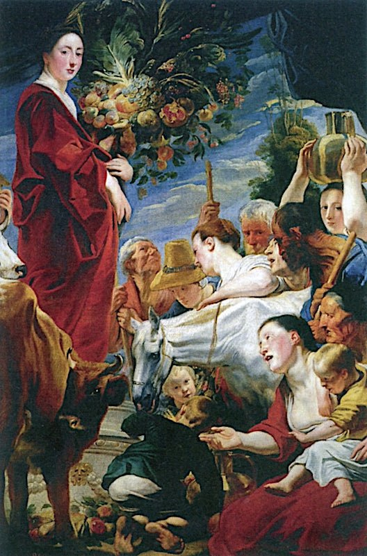 Homage to Ceres, vintage artwork by Jacob Jordaens, 12x8" (A4) Poster