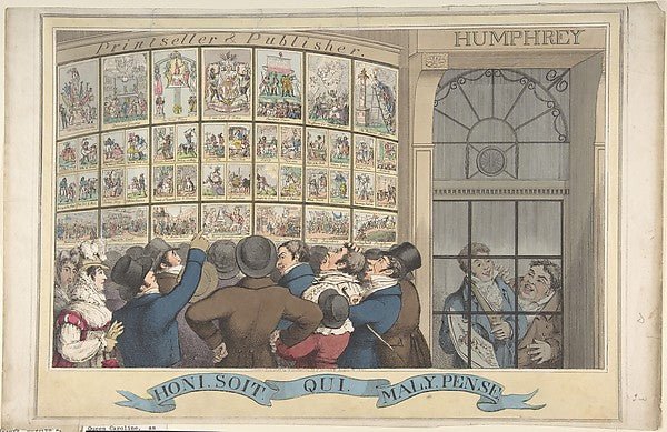 Honi. Soi. Qui. Mal. Y. Pense: The Caricature Shop of G. Humph, vintage art, A3 (16x12") Poster Print