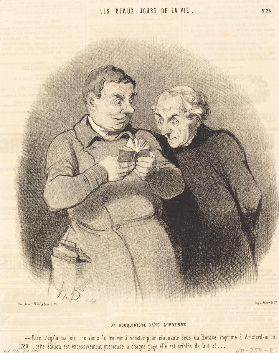 Honoré Daumier:Un Bouquiniste dans l'ivresse,16x12"(A3) Poster