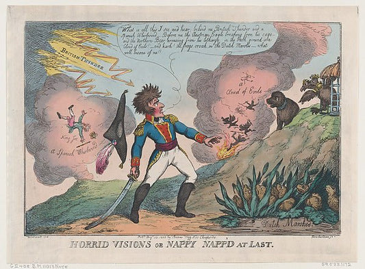 Horrid Visions of Nappy Napp'd at Last August 23, 1808-Thomas , vintage art, A3 (16x12") Poster Print