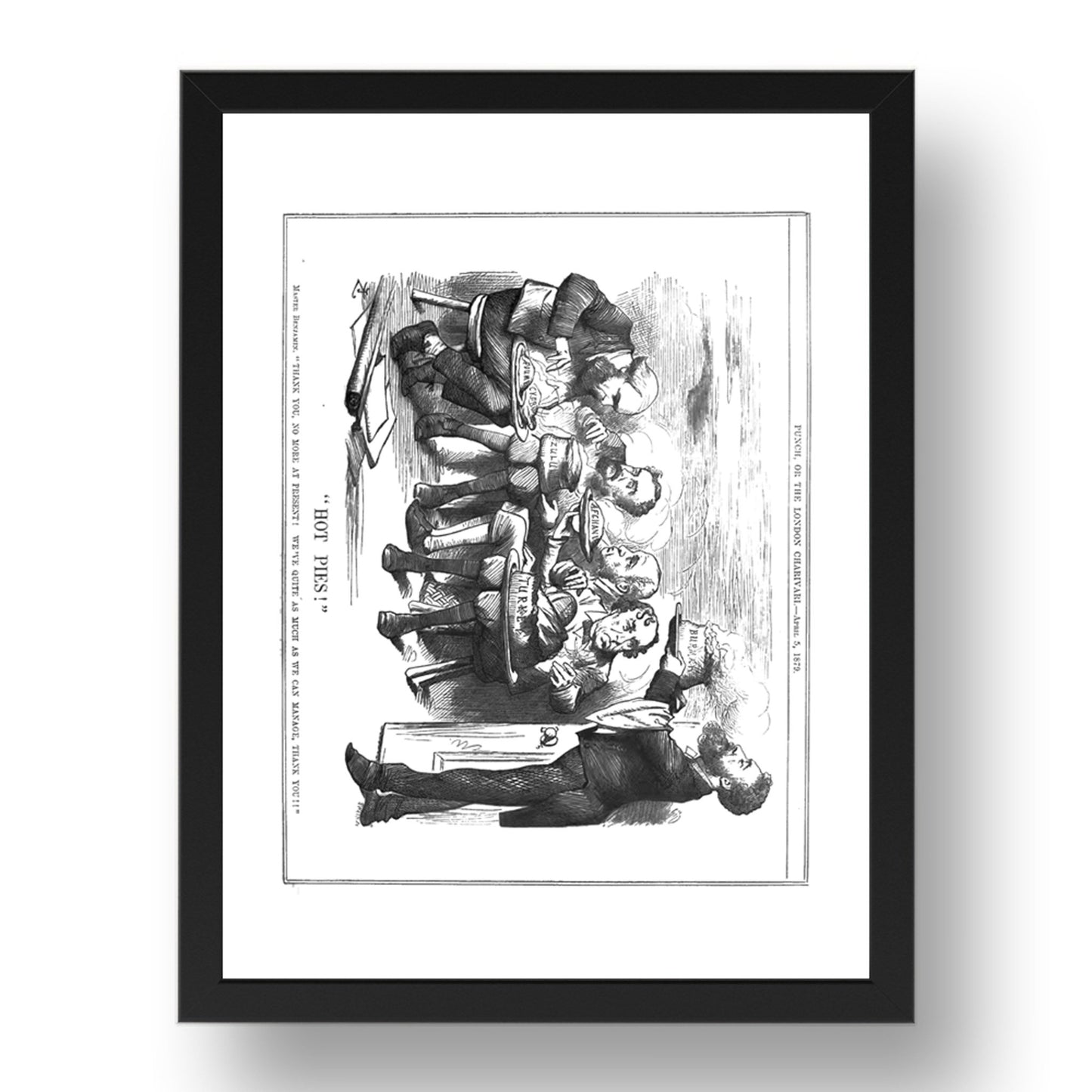 hot pies 1879, vintage historic poster in 17x13"(A3) Frame