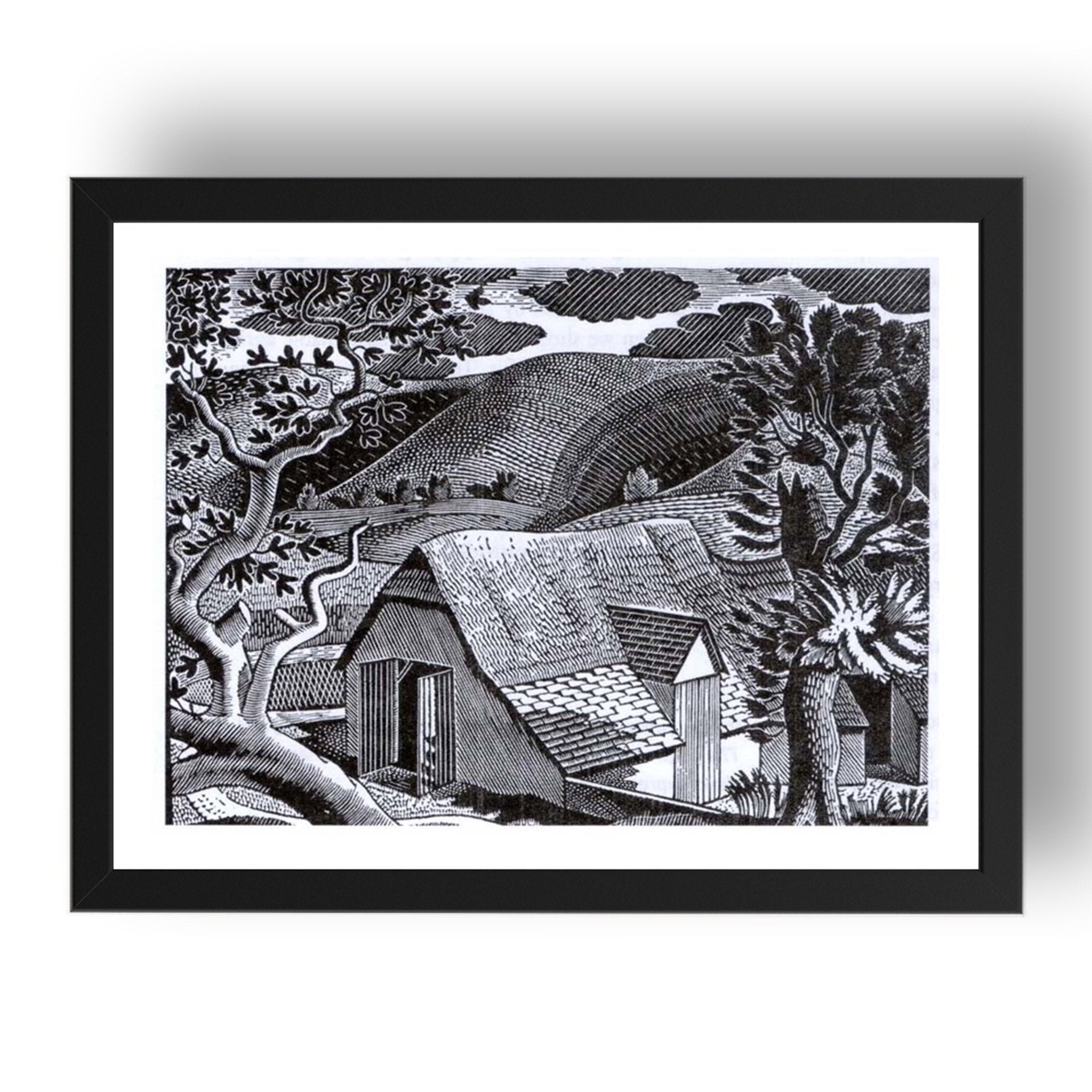 House and Field by Eric Ravilious, 17x13" Frame