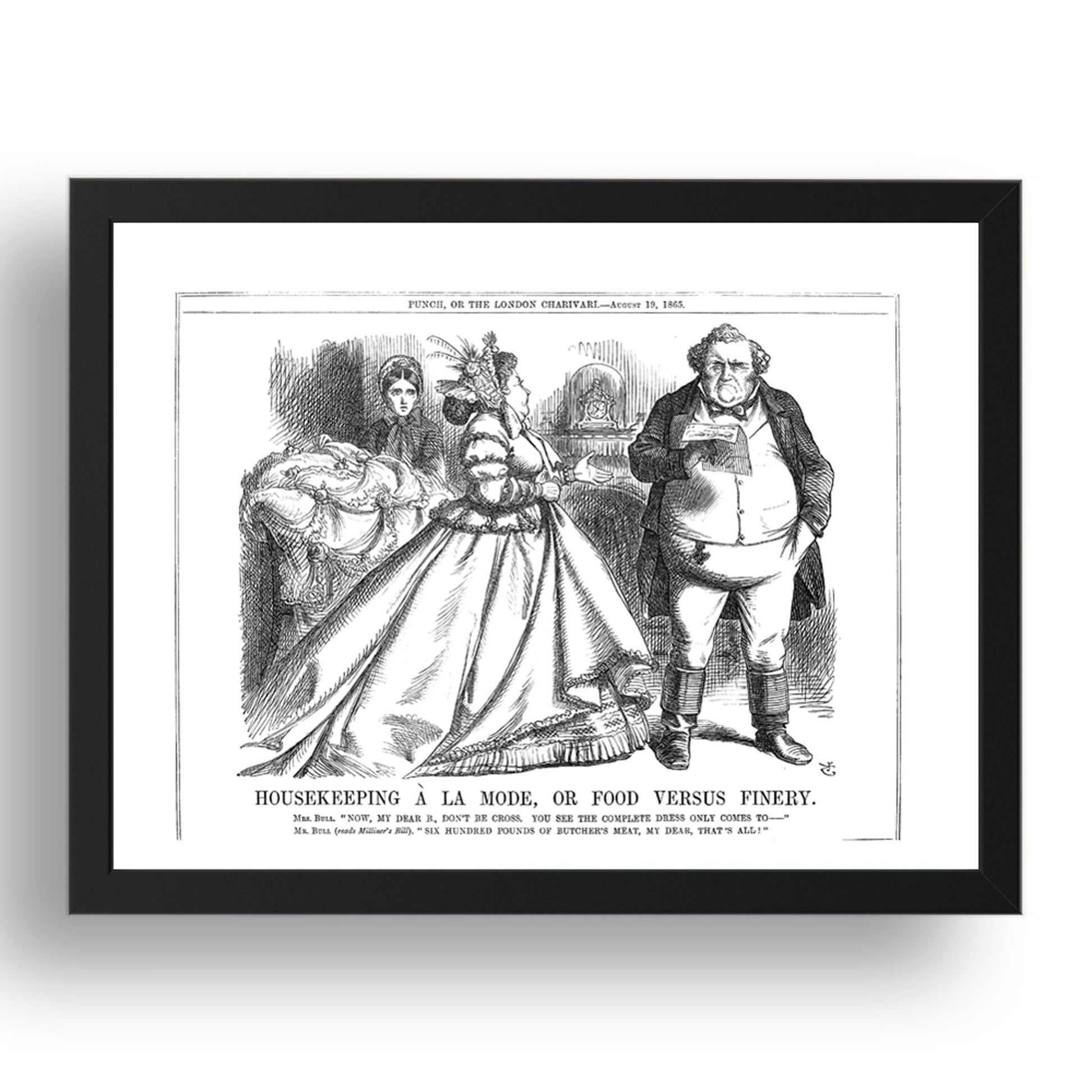 housekeeping 1865, vintage historic poster in 17x13"(A3) Frame