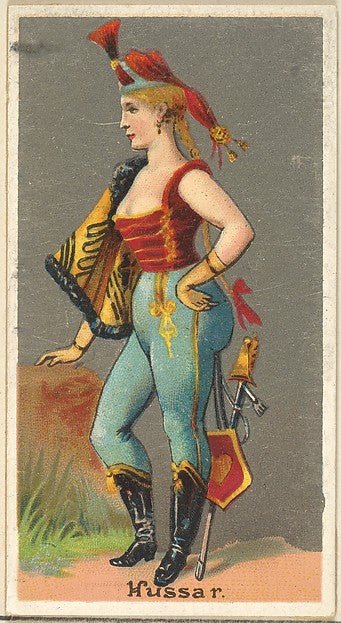 :Hussar from the Occupations for Women series for Old Judge and Dogs Head Cigarettes 1887, vintage artwork, 16x12"(A3) Poster Print
