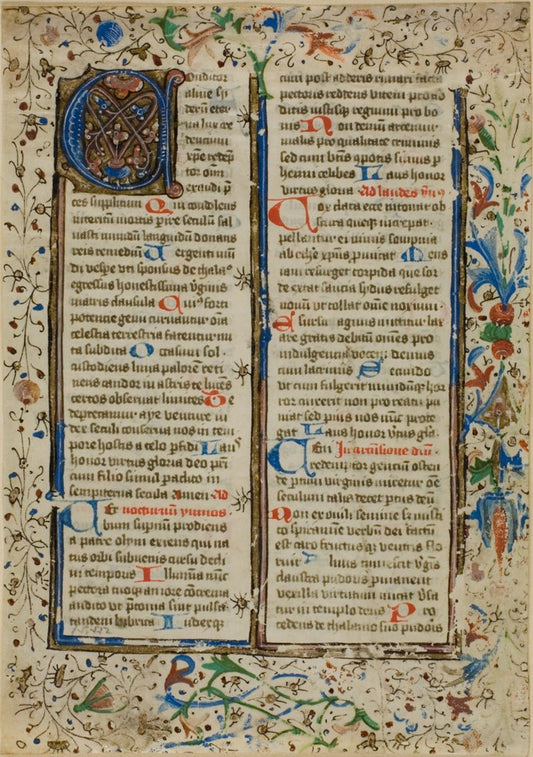 Illuminated Initial "A" from a Psalter or Breviary by  German or Southern Netherlandish (Bruges), 23x16"( A2 size ) Poster Print