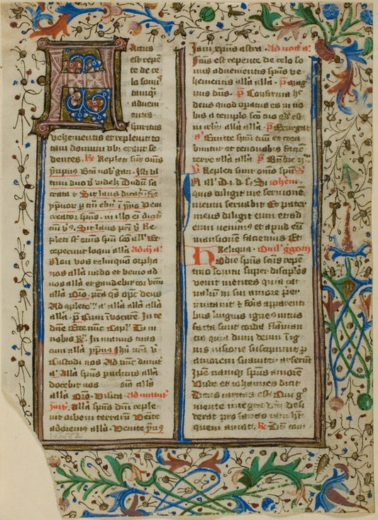Illuminated Initial "H" from a Psalter or Breviary by  German or Southern Netherlandish (Bruges), 23x16"( A2 size ) Poster Print