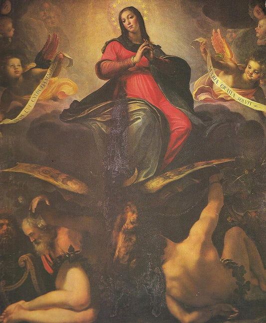 Immaculate Conception with Angels, vintage artwork by Lodovico Cardi, 12x8" (A4) Poster