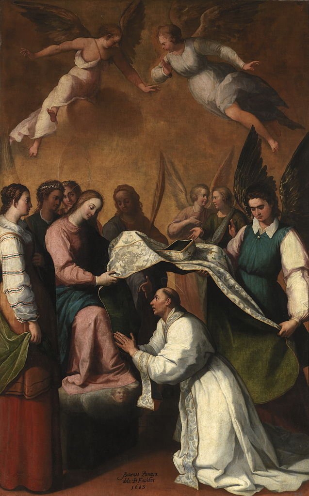 Imposition of the chasuble to San Ildefonso, vintage artwork by Juan Pantoja de la Cruz, A3 (16x12") Poster Print