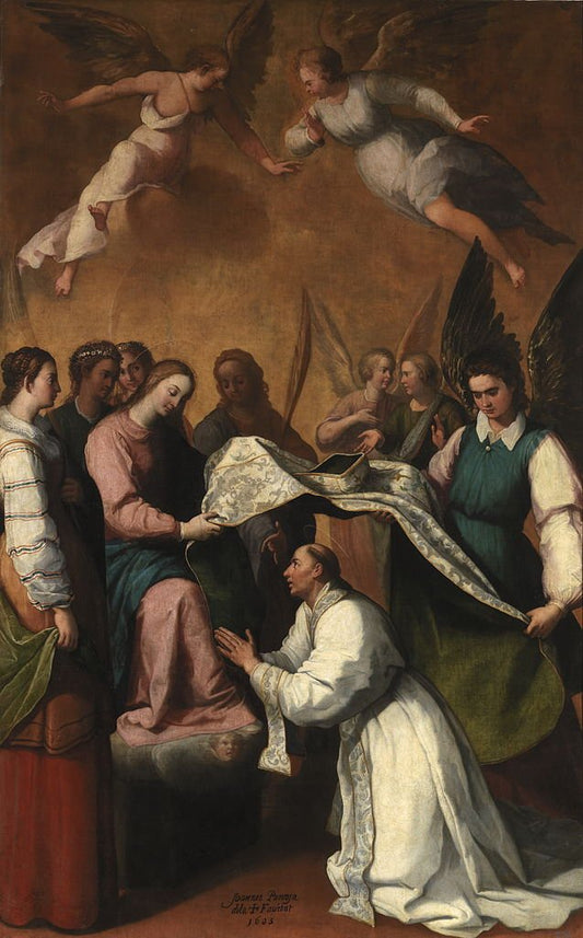 Imposition of the chasuble to San Ildefonso, vintage artwork by Juan Pantoja de la Cruz, A3 (16x12") Poster Print