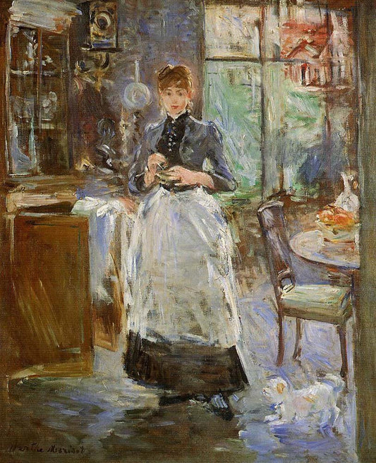In the Dining Room - 1886 - National Gallery of Art - Washington USA by Berthe Morisot, vintage art, modern poster print