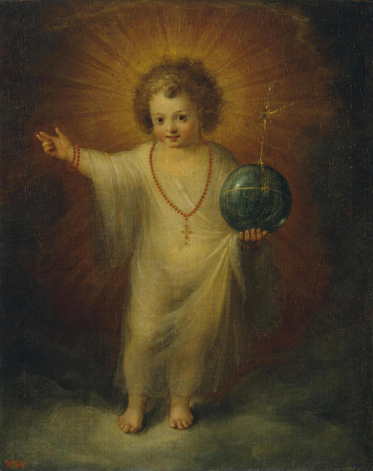 Infant Christ the Saviour, vintage artwork by Alonso Sanchez Coello, A3 (16x12") Poster Print