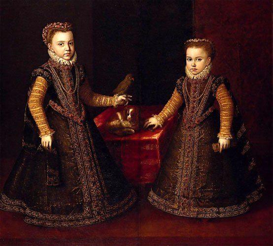 Infantas Isabella Clara Eugenia and Catalina Micaela, vintage artwork by Sofonisba Anguissola, A3 (16x12") Poster Print