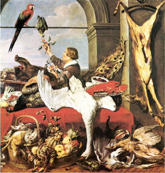 Intereur d'Office, vintage artwork by Frans Snyders, 12x8" (A4) Poster