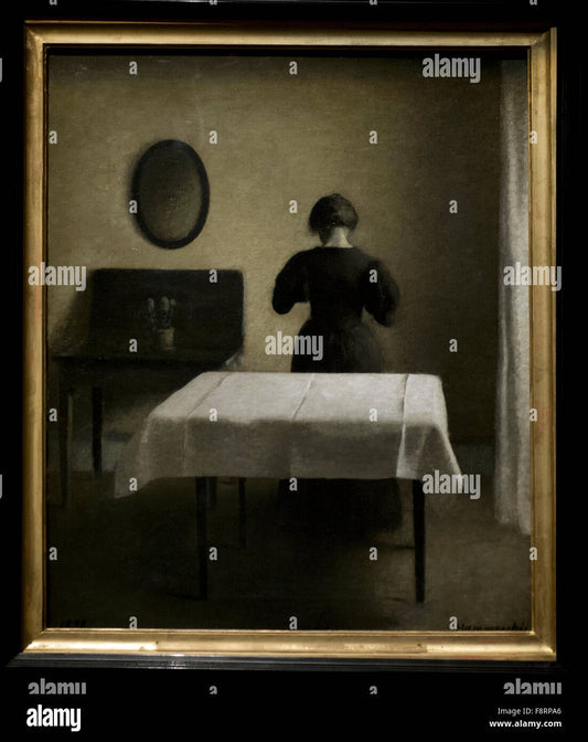 Interior by Vilhelm Hammershoi, vintage art, modern poster print
