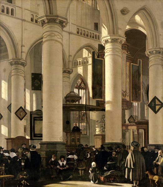 Interior of a Church by Emanuel de Witte, vintage art, modern poster print