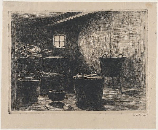 Interior of a Kitchen late 19th–early 20th cent-Willem de Zwar, vintage art, A3 (16x12") Poster Print