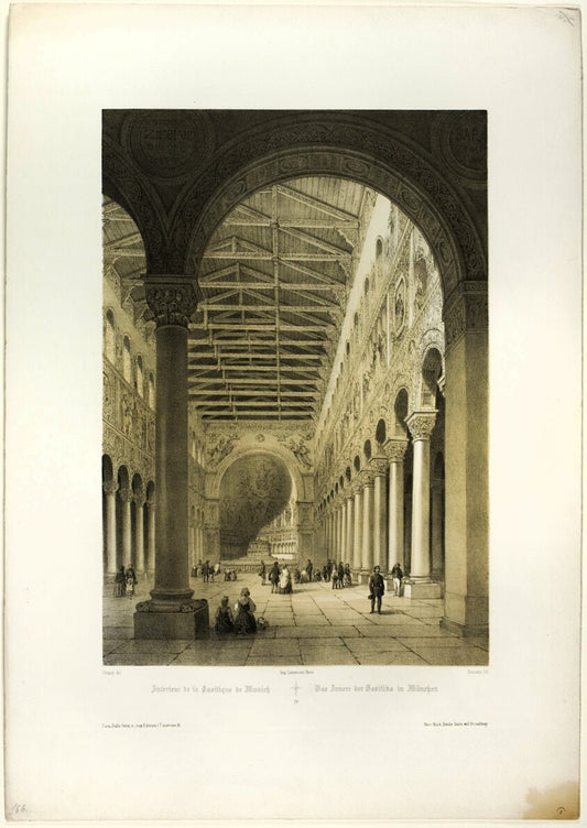 Interior of the Basilica of Munich, plate 70 from Allemande by  Adrien Dauzats (French, 1804-1868), 23x16"( A2 size) Poster Print