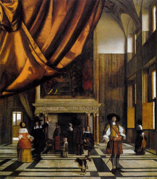 Interior of the Burgomasters' Council Chamber by Pieter de Hooch, vintage art, modern poster print
