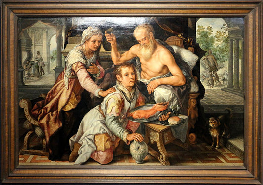 Isaac Blessing His Son Jacob, vintage artwork by Joachim Beuckelaer, A3 (16x12") Poster Print