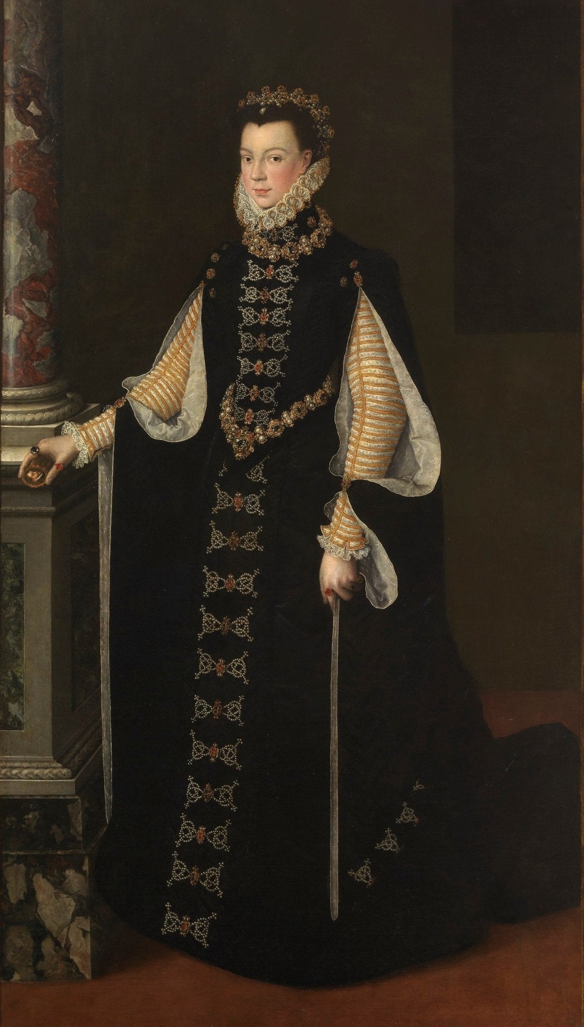 Isabel de Valois, Holding a Portrait of Felipe II, vintage artwork by Attributed to Sofonisba Anguissola, A3 (16x12") Poster Print