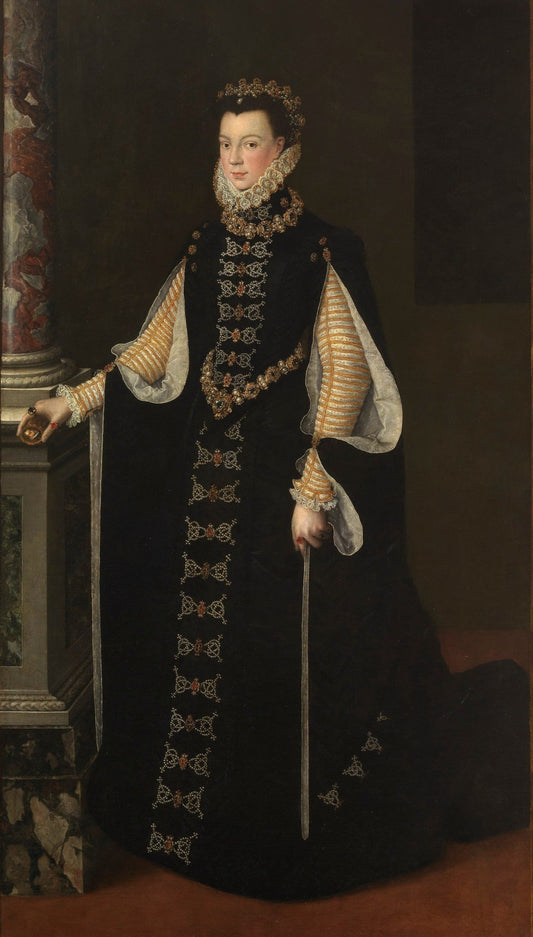 Isabel de Valois, Holding a Portrait of Felipe II, vintage artwork by Attributed to Sofonisba Anguissola, A3 (16x12") Poster Print