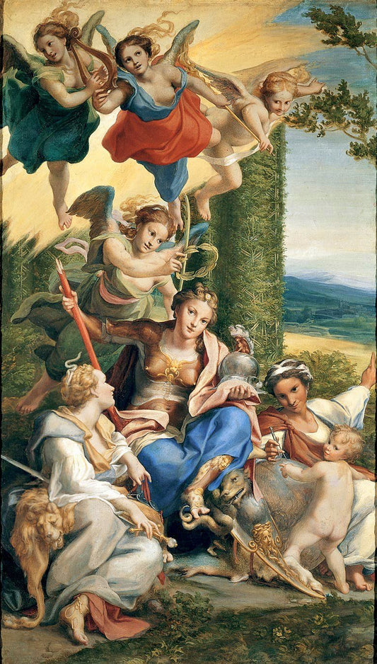 Isabella d'Este's Studiolo - Allegory of the Virtues, vintage artwork by Correggio, A3 (16x12") Poster Print