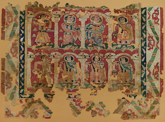 :Fragments of a Wall Hanging with Figures in Elaborate Dress-16x12"(A3) Poster