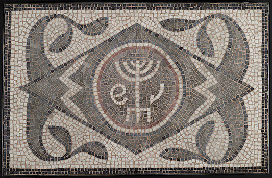 :Mosaic of Menorah with Lulav and Ethrog 6th century-16x12"(A3) Poster
