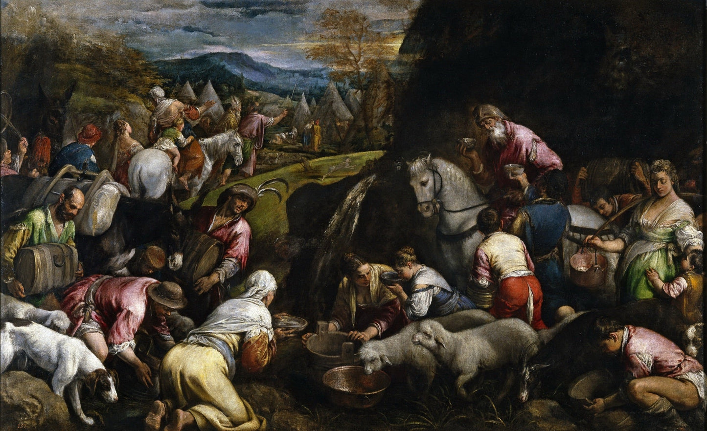 Israelis Drinking the Miraculous Water, vintage artwork by Jacopo Bassano, A3 (16x12") Poster Print