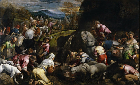 Israelis Drinking the Miraculous Water, vintage artwork by Jacopo Bassano, A3 (16x12") Poster Print