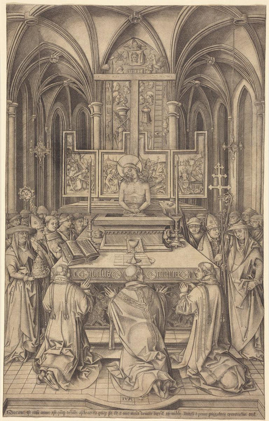 Israhel van Meckenem:The Mass of Saint Gregory,16x12"(A3) Poster