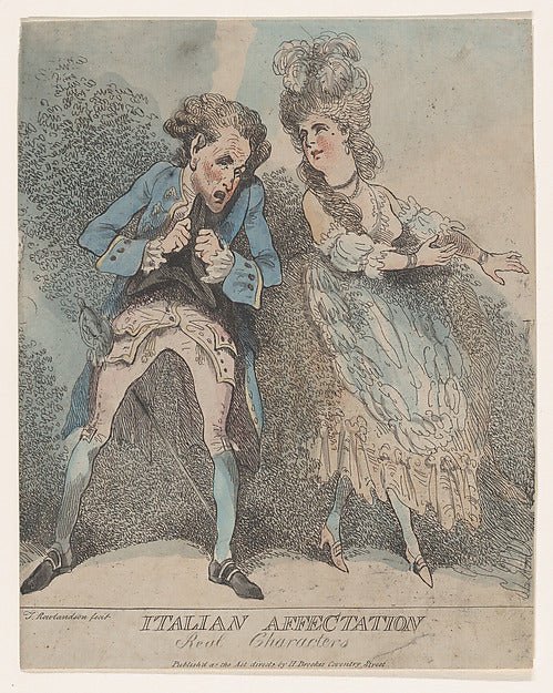 Italian Affectation  Real Characters 1786–91-Thomas Rowlandson, vintage art, A3 (16x12") Poster Print