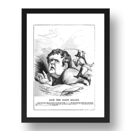 Jack the Giant Killer 1844 Cartoon, vintage historic poster in 17x13"(A3) Frame