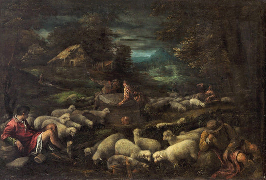 Jacob at the Well, vintage artwork by Girolamo Bassano, A3 (16x12") Poster Print
