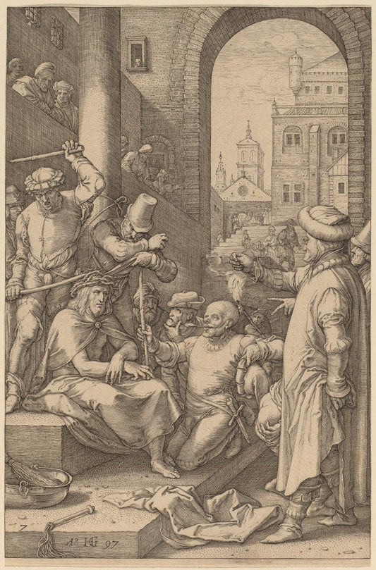 Jacob Cornelisz van Oostsanen:Christ Crowned with Thorns,16x12"(A3) Poster