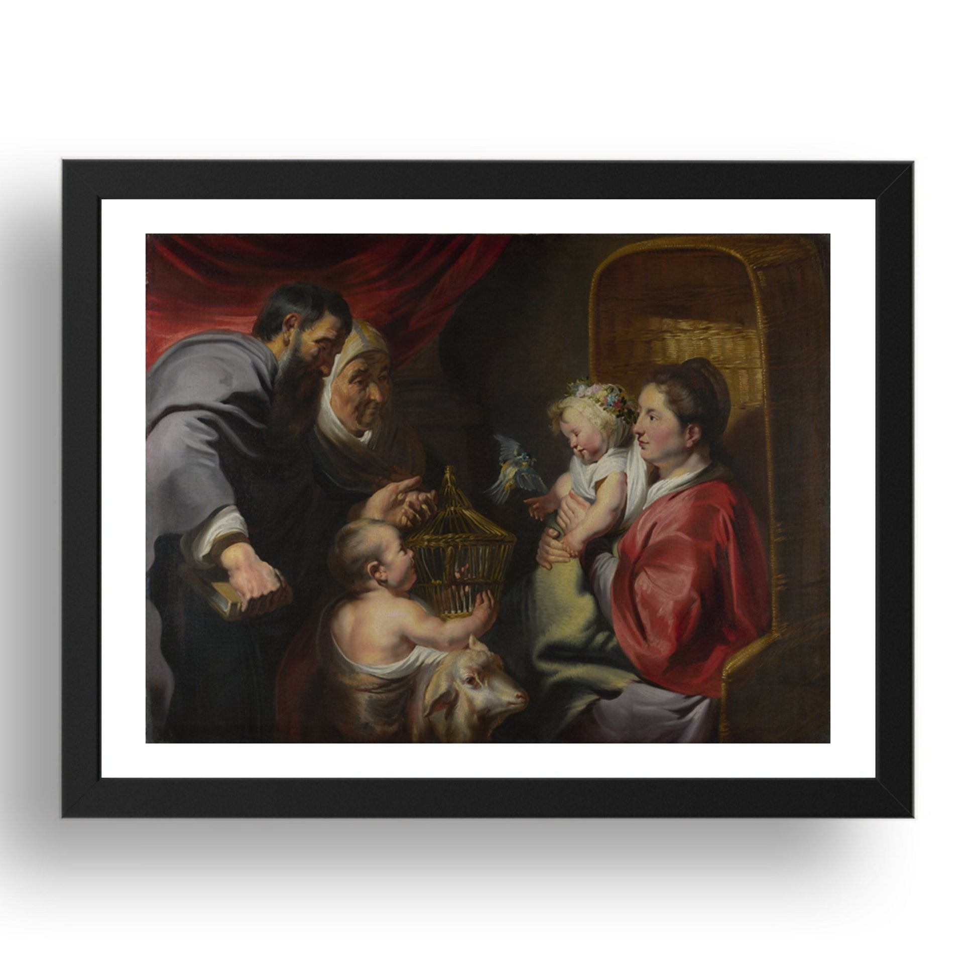 Jacob Jordaens: The Virgin and Child with Saint John and his Parents, Poster in 17x13"(A3) Frame