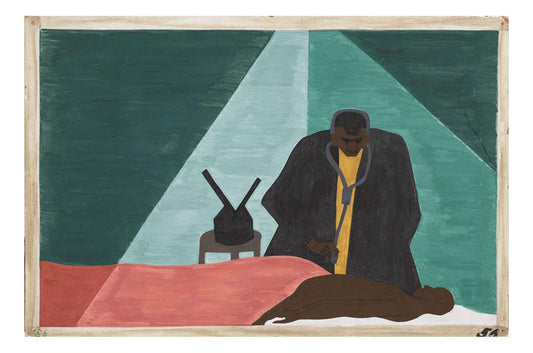 Jacob Lawrence - Among one of the last groups to leave the South was the Negro professional who was forced to follow his clientele to make a living, 16x12" (A3) Poster Print