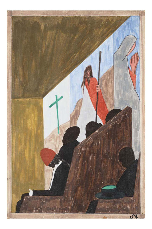 Jacob Lawrence - One of the main forms of social and recreational activities in which the migrants indulged occurred in the church, 16x12" (A3) Poster Print