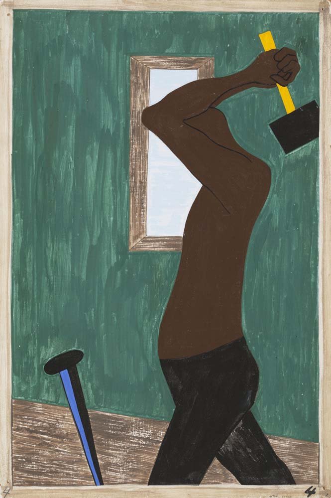 Jacob Lawrence - The Negro was the largest source of labor , vintage art, A3 (16x12")  Poster Print 