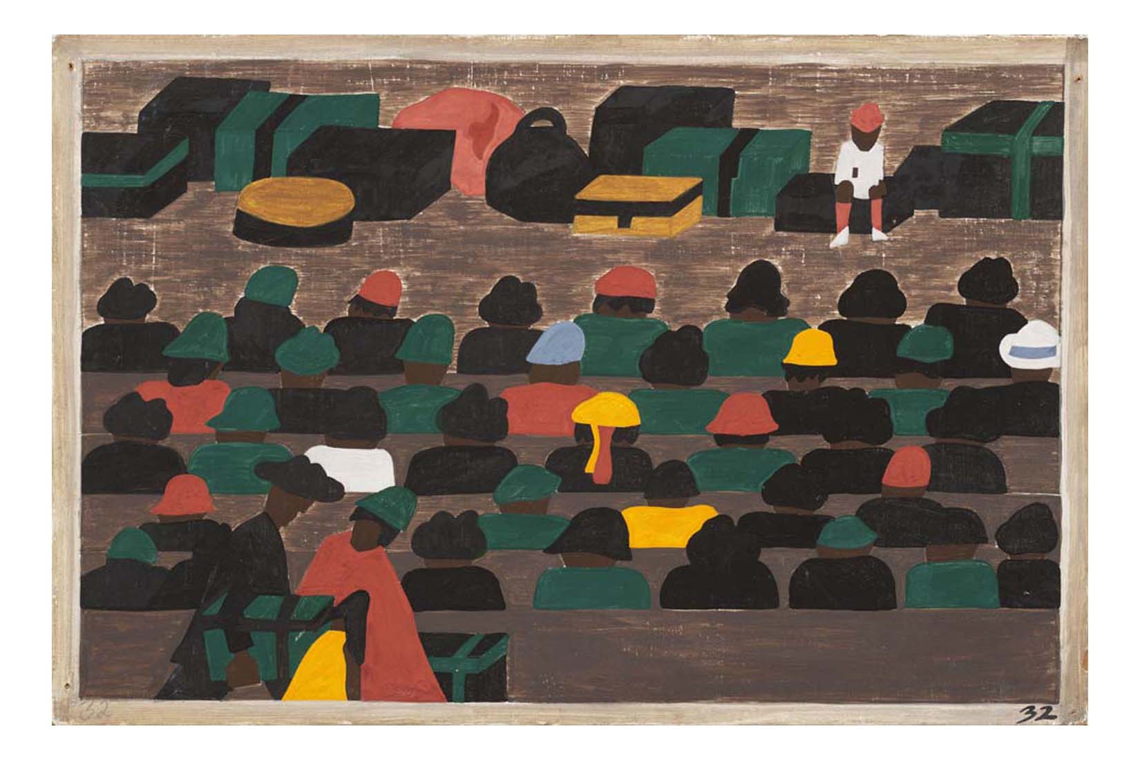 Jacob Lawrence - The railroad stations in the South were crowded with people leaving for the North, 16x12" (A3) Poster Print