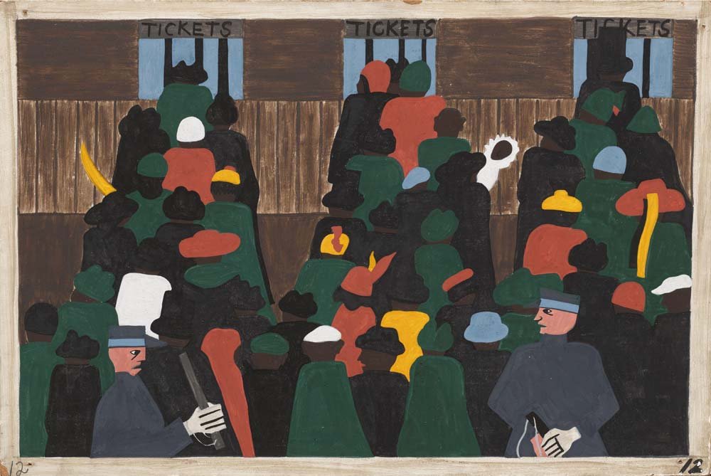 Jacob Lawrence - The railroad stations were at times so over-packed vintage art, A3 (16x12")  Poster Print 