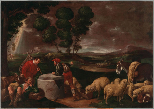 Jacob Meets the Herds of Laban, vintage artwork by Francesco Bassano  the Younger, A3 (16x12") Poster Print