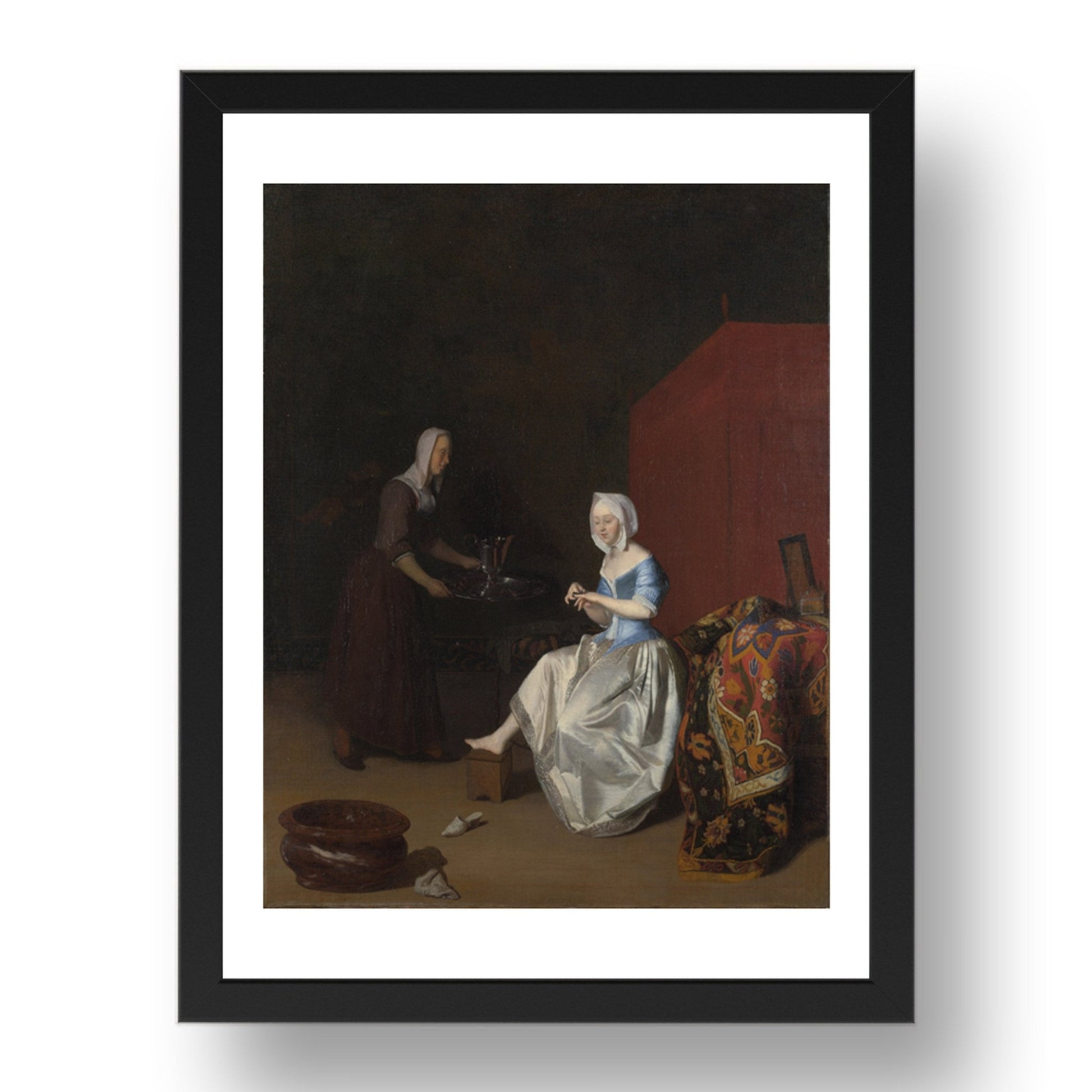 Jacob Ochtervelt: A Young Lady Trimming her Fingernails, Poster in 17x13"(A3) Frame