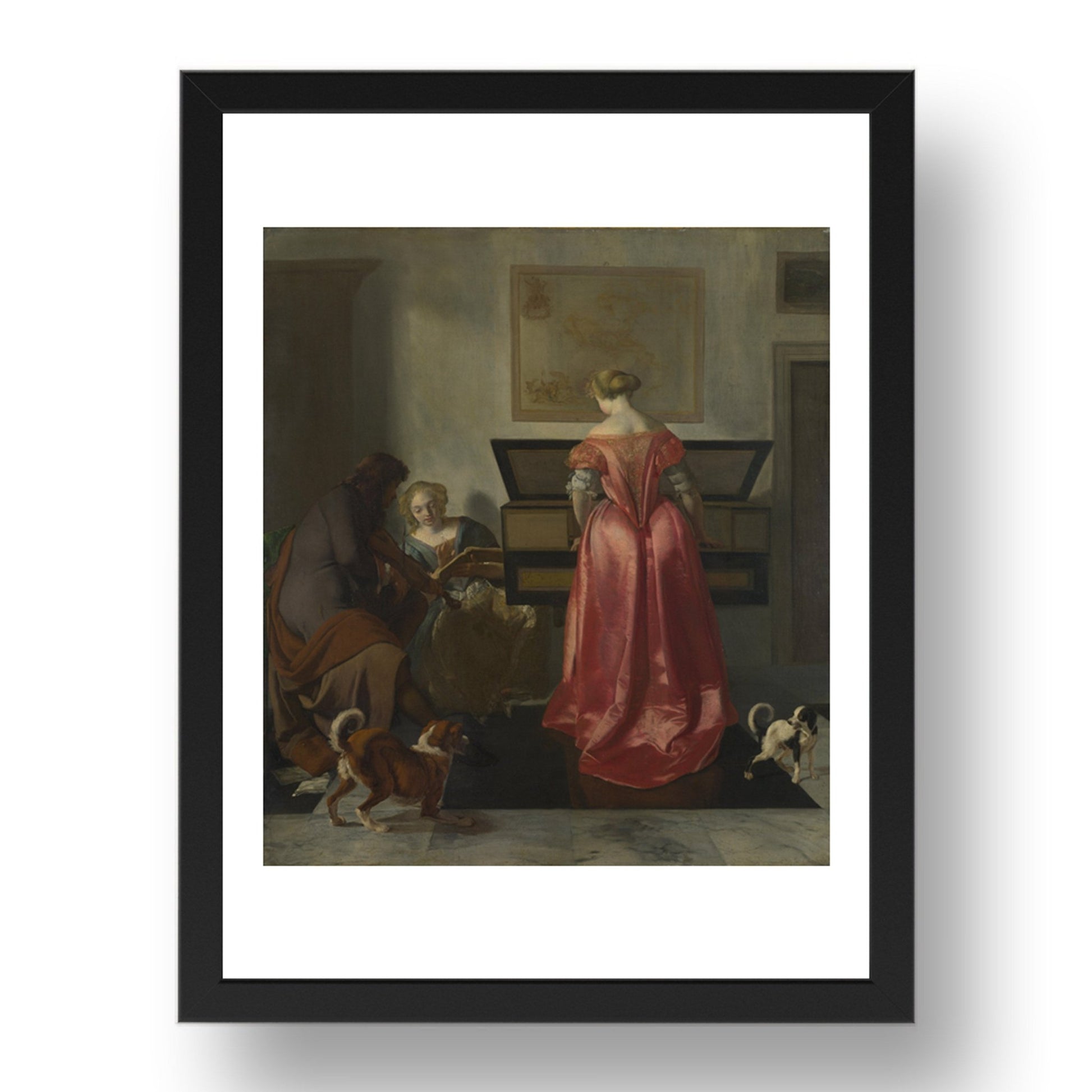 Jacob Ochtervelt: Two Women and a Man making Music, Poster in 17x13"(A3) Frame