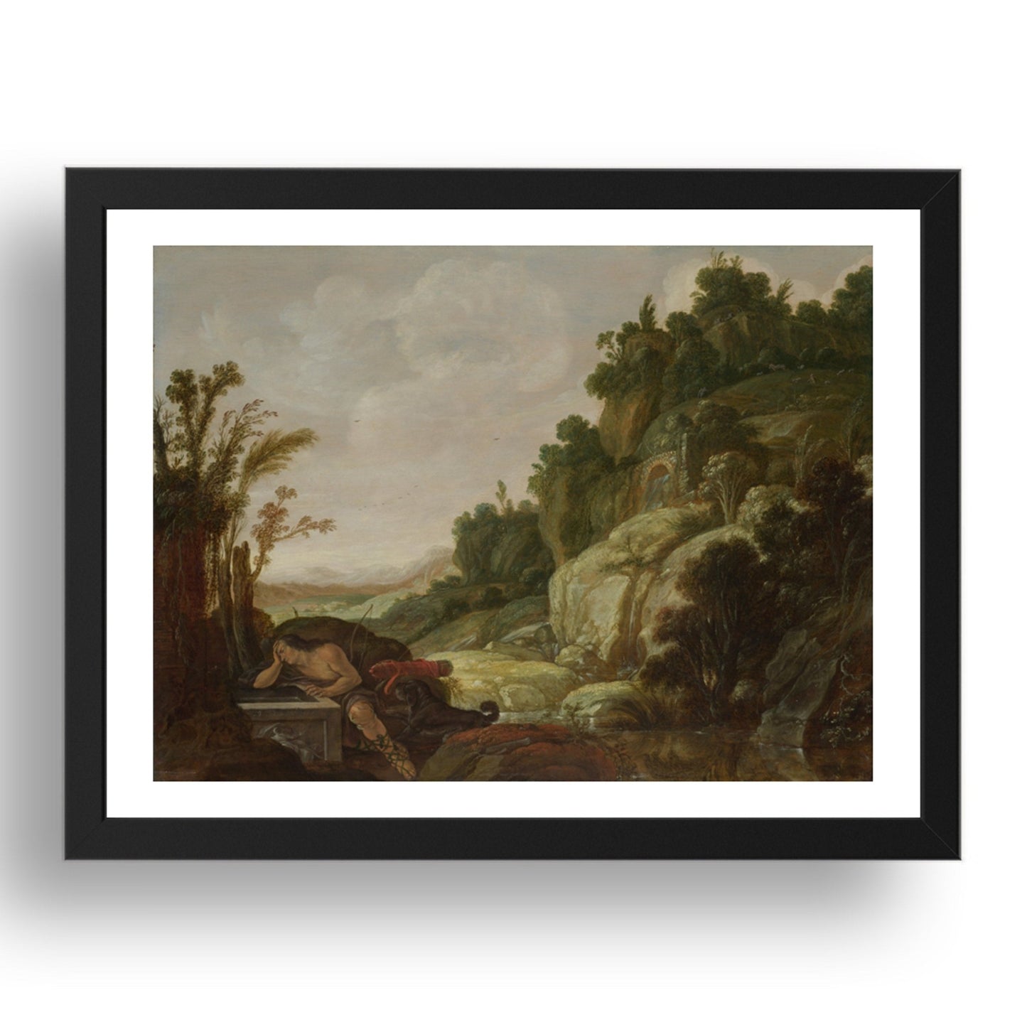 Jacob Pynas: Mountain Landscape with Narcissus, Poster in 17x13"(A3) Frame