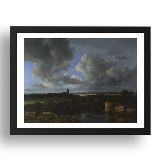 Jacob van Ruisdael: A Landscape with a Ruined Castle and a Church, Poster in 17x13"(A3) Frame