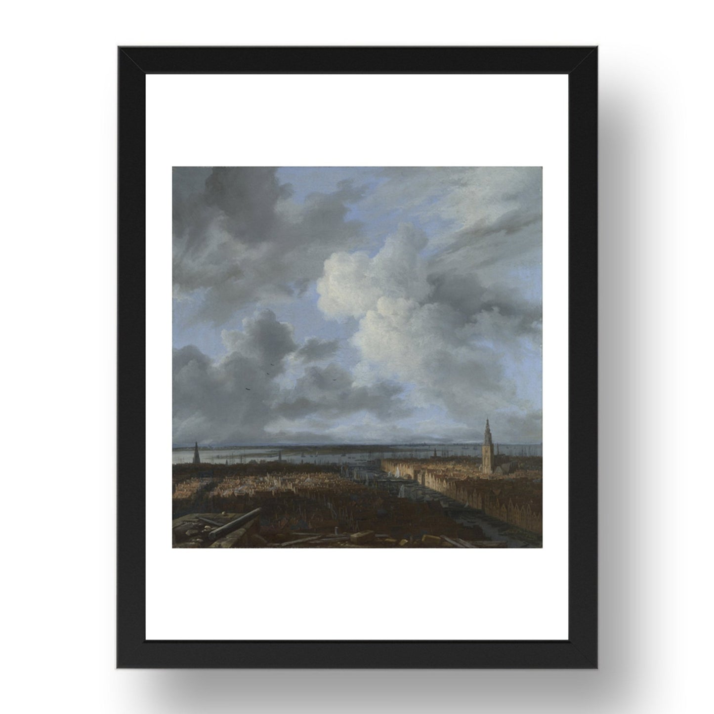 Jacob van Ruisdael: A Panoramic View of Amsterdam looking towards the IJ, Poster in 17x13"(A3) Frame