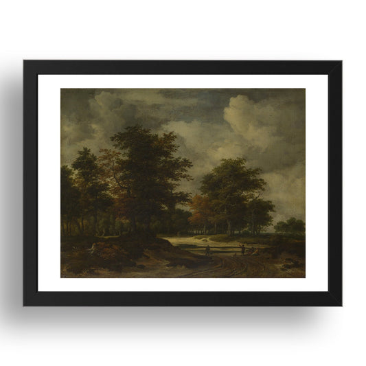 Jacob van Ruisdael: A Road leading into a Wood, Poster in 17x13"(A3) Frame